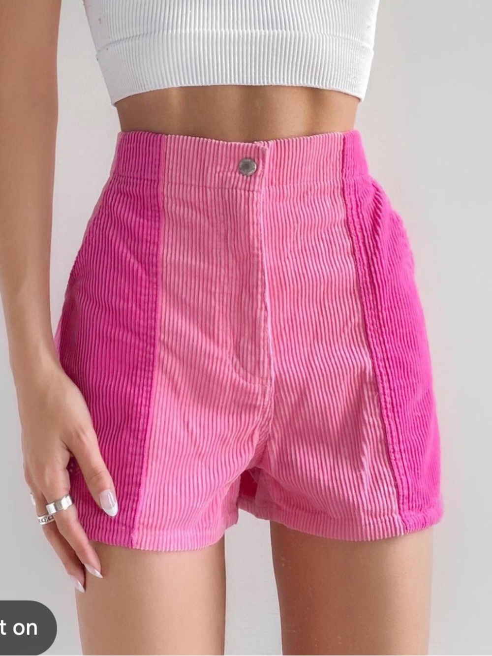 Urban Outfitters Two-Tone Pink High-Waist Corduroy Shorts